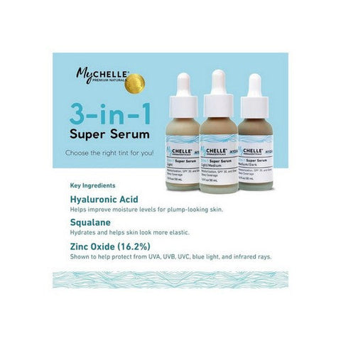 MyChelle Dermaceuticals, 3 In 1 Super Serum Light And Medium Tint, 1 Oz MyChelle Dermaceuticals