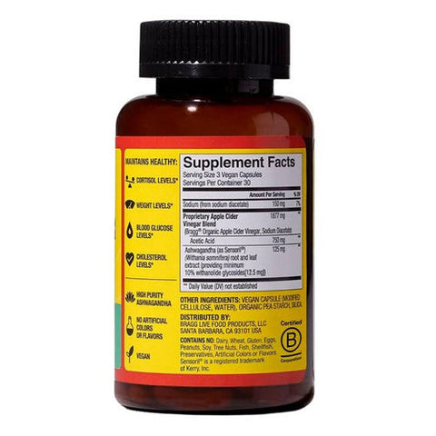 Bragg, Daily Balance Apple Cider Vinegar And Ashwagandha, 90 Capsules Bragg