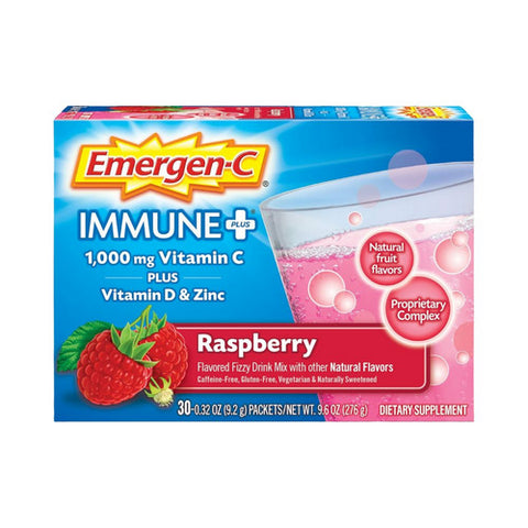 Immune Plus Dietary Supplement Powder Drink Mix with Vitamin C Raspberry 30 Count by Emergen-C