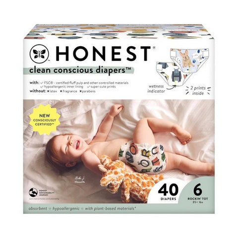 The Honest Company, All The Letters Its A Pawty Size 6 Diaper, 40 Count