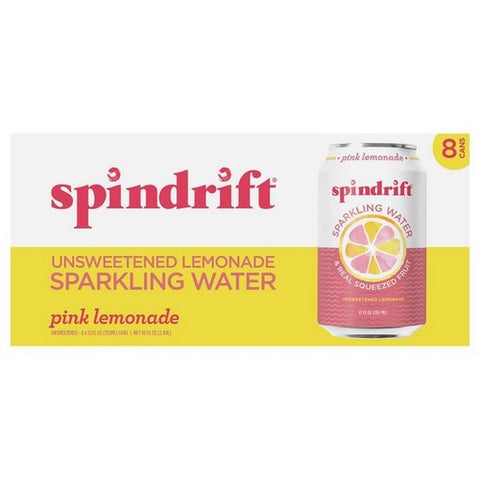 Spindrift, Pink Lemonade Sparkling Water, 12 Oz x 8 (Case Of 3)