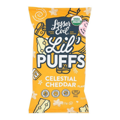 Organic Non Dairy Lil Puff White Cheddar 2.5 Oz (Case Of 5) by Lesser Evil