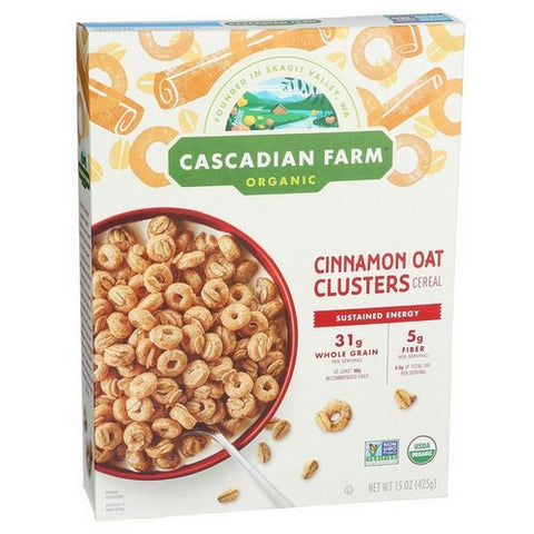 Cascadian Farm, Organic Cinnamon Oat Clusters Breakfast Cereal, 15 Oz (Case Of 10)