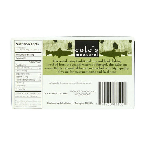 Coles, Mackerel Wild Mackerel In Olive Oil, 4.4 Oz (Case Of 10)