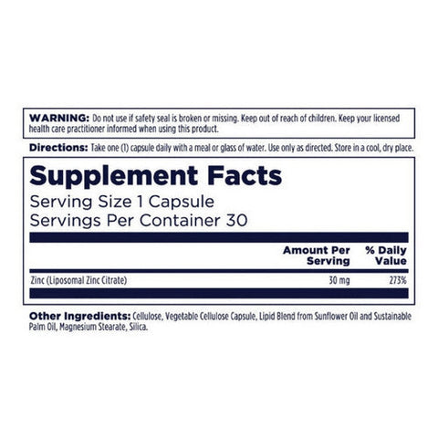 Kal, Liposomal Zinc High Potency, 30 Mg, 30 Veg Caps Kal