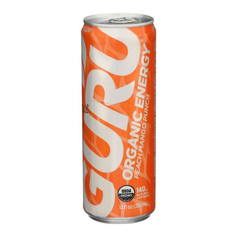 Guru Peach Mango Punch Organic Energy Drinks 12 Oz (Case of 24) by Guru