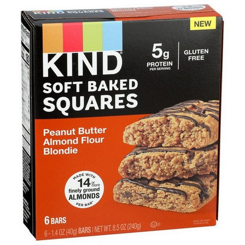 Kind, Soft Baked Squares Peanut Butter Almond Flour Blondie, 1.4 Oz x 6 (Case Of 8)