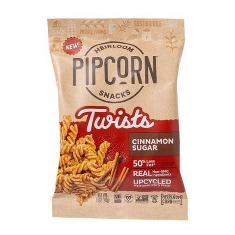 Pipcorn, Heirloom Snacks Cinnamon Sugar Twists, 1 Oz (Case of 24)