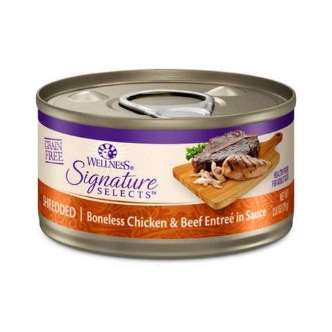 Wellness, Wellness Core Signature Selects Shredded Chicken Beef Cat Food, 2.8 Oz (Case Of 12)