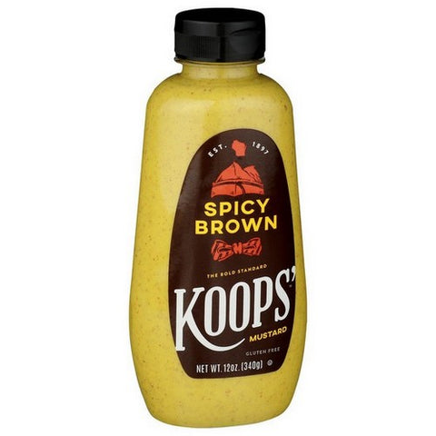 Koops, Spicy Brown Mustard  Gluten Free, 12 Oz (Case Of 12)