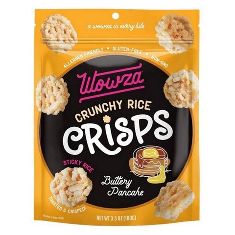 Wowza, Crunchy Rice Chips Buttery Pancake, 3.5 Oz (Case of 8)