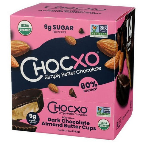 Chocxo, Dark Chocolate Almond Butter Cups, 1 Oz (Case of 14)