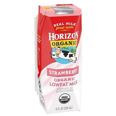 Horizon, Organic Low Fat Milk Strawberry, 8 Oz X 6 (Case of 3)