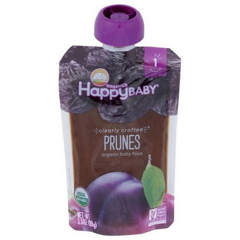 Happy Baby Food, Clearly Crafted Prunes Organic Baby Food Pouch, 3.5 Oz (Case of 16)