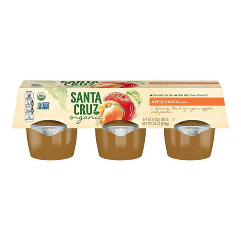 Santa Cruz, Organic Apple Sauce Peach, 4 Oz x 6 (Case Of 12)