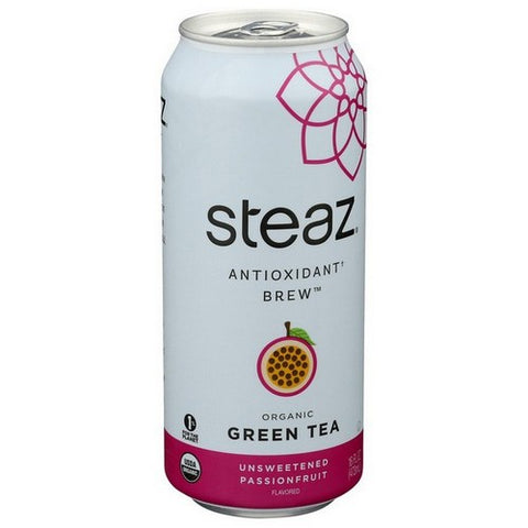 Steaz, Organic Unsweetened Green Tea Passion Fruit, 16 Oz (Case Of 12)