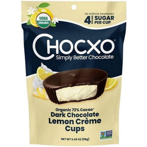 Chocxo, Dark Chocolate Lemon Creme Cups, 3.45 Oz (Case of 6)