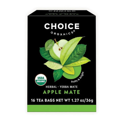 Choice Organic Teas, Herbal Yerba Mate Tea Apple Mate, 16 Tea (Case Of 6)