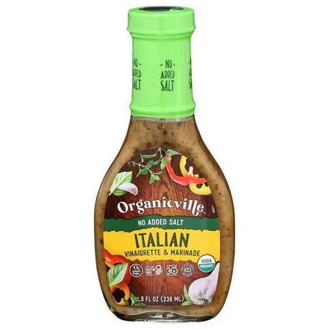 Organicville, Organic Italian Vinaigrette And Marinade No Salt Added, 8 Oz (Case Of 6)