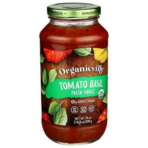 Organicville, Organic Pasta Sauce Tomato Basil, 24 Oz (Case Of 6)
