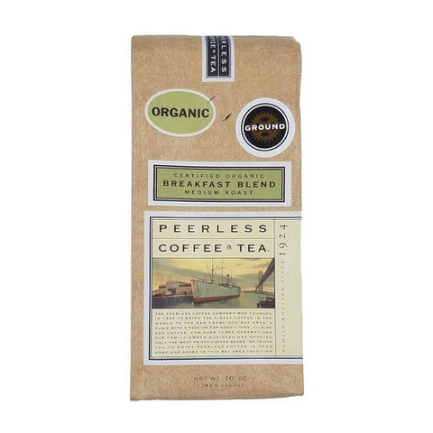Peerless Coffee & Tea, Organic Breakfast Blend Ground Coffee, 10 Oz (Case of 6)