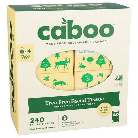 Caboo, Tree Free Facial Tissue, Pack Of 4 (Case Of 6)