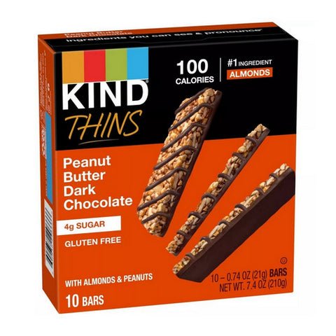 Thins Peanut Butter Dark Chocolate Bar Sugar 7.40 Oz (Case Of 6) by Kind