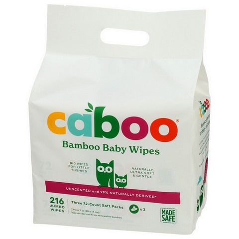 Caboo, Bamboo Baby Wipes Unscented Soft And Gentle, 216 Count (Case Of 6)