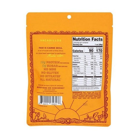 Vacadillos, Carne Seca Habanero, 2 Oz (Case Of 8) Vacadillos