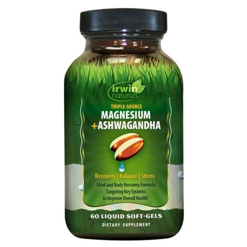 Irwin Naturals, Triple Source Magnesium Plus Ashwagandha, 60 Softgels
