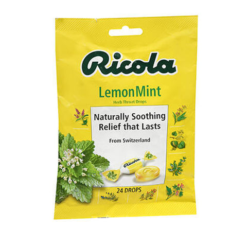 Ricola, Throat Drops Lemon Mint, Lemon-Mint, 24 drops
