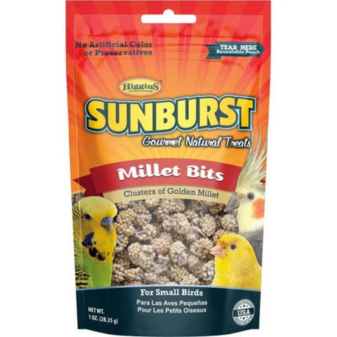 Sunburst Gourmet Natural Avian Treat 1 Oz, Millet Bits by Higgins