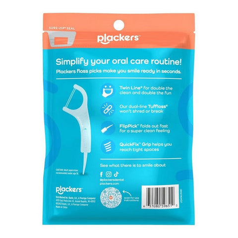 Plackers, Twin Line Dental Flossers Cool Mint, 75 Count Plackers