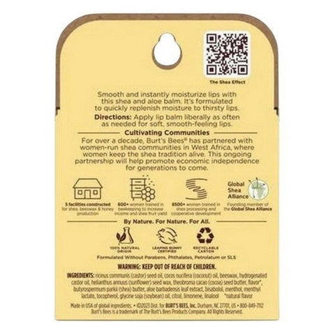Burts Bees, Shea Butter And Aloe Moisturizing Lip Balm Tubes In Blister Box, 0.15 Oz Burts Bees