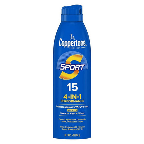 Sport Sunscreen Spray Broad Spectrum SPF 15 Water Resistant Spray 5.5 Oz by Coppertone