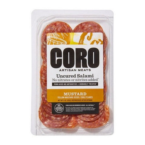 Coro Foods, Coro Uncured Mustard Salami Sliced Pack, 3 Oz