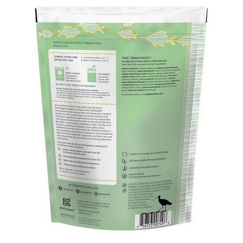 Grab Green, Fragrance Free Newborn Laundry Powder Pods, 30 Loads