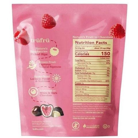 Tru Fru, Hyper Dried Raspberries In White And Dark Chocolate, 4.2 Oz