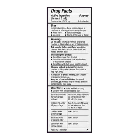 Allegra, Allegra Childrens Allergy Liquid Grape, 4 Oz Allegra