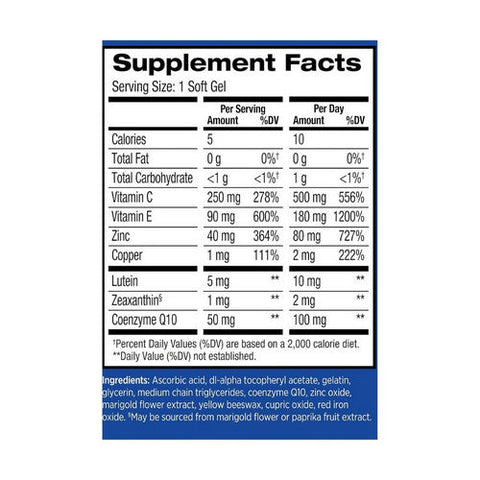 Bausch + Lomb, Preservision Areds 2 Formula + Coq10 Softgels, 100 Mg, 100 Count Bausch + Lomb