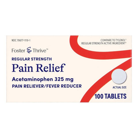 Foster And Thrive, Regular Strength Pain Relief Acetaminophen, 325 Mg, 100 Tabs