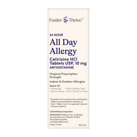 Foster And Thrive, All Day Allergy Cetirizine Hcl, 10 Mg, 30 Tabs