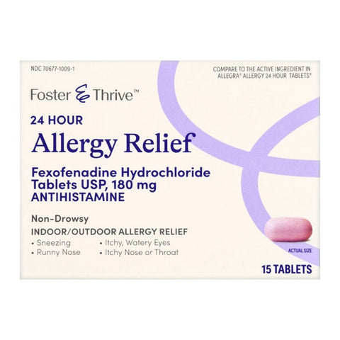Foster And Thrive, Allergy Relief Fexofenadine Hcl, 180 Mg, 15 Tabs