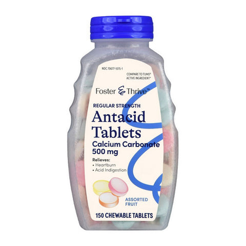 Foster And Thrive, Regular Strength Antacid Calcium Carbonate Chewable, 500 Mg, 150 Tabs