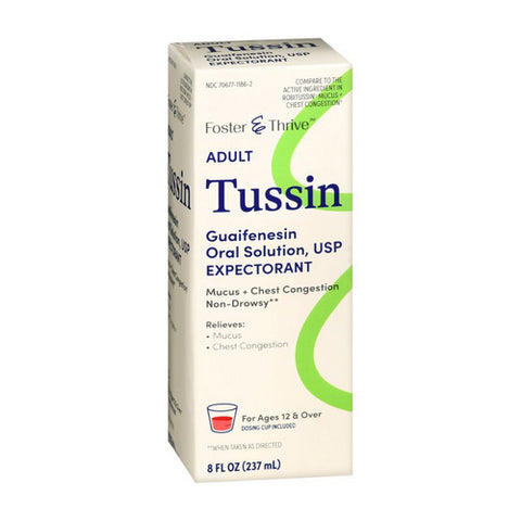 Foster And Thrive, Adult Tussin Guaifenesin Oral Solution Usp, 8 Oz
