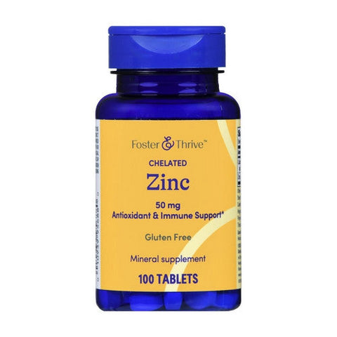 Foster And Thrive, Chelated Zinc, 50 Mg, 100 Tabs Foster And Thrive
