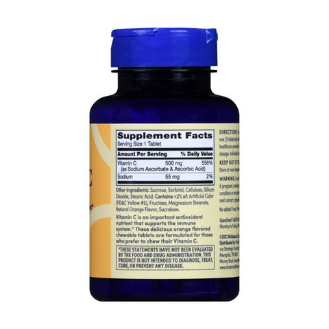Foster And Thrive, Chewable Vitamin C Natural Orange, 500 Mg, 100 Tabs