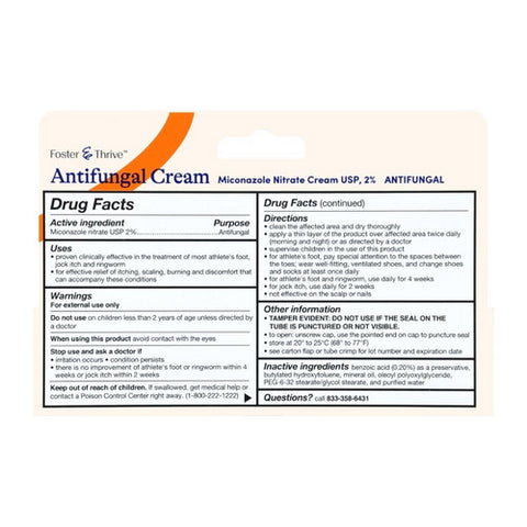 Foster And Thrive, Antifungal Miconazole Nitrate Cream, 1 Oz