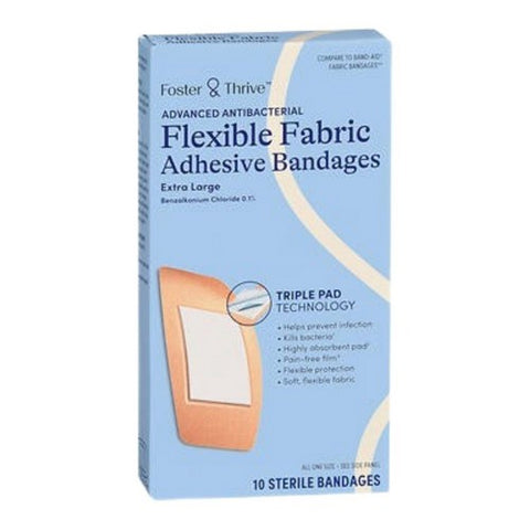 Foster And Thrive, Advanced Antibacterial Flexible Fabric Adhesive Bandages, 10 Count