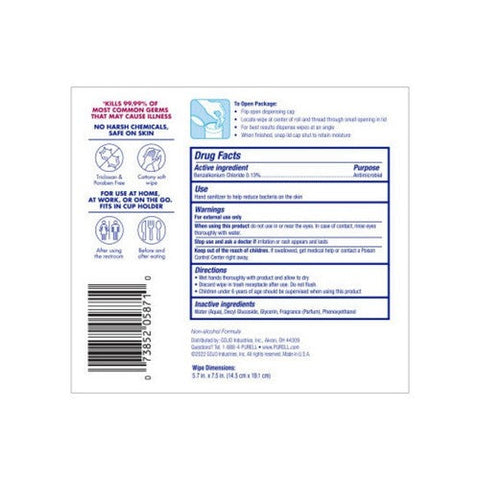 Purell, Canister Wipes Refreshing Hand Sanitizer Fresh Scent, 40 Count Purell